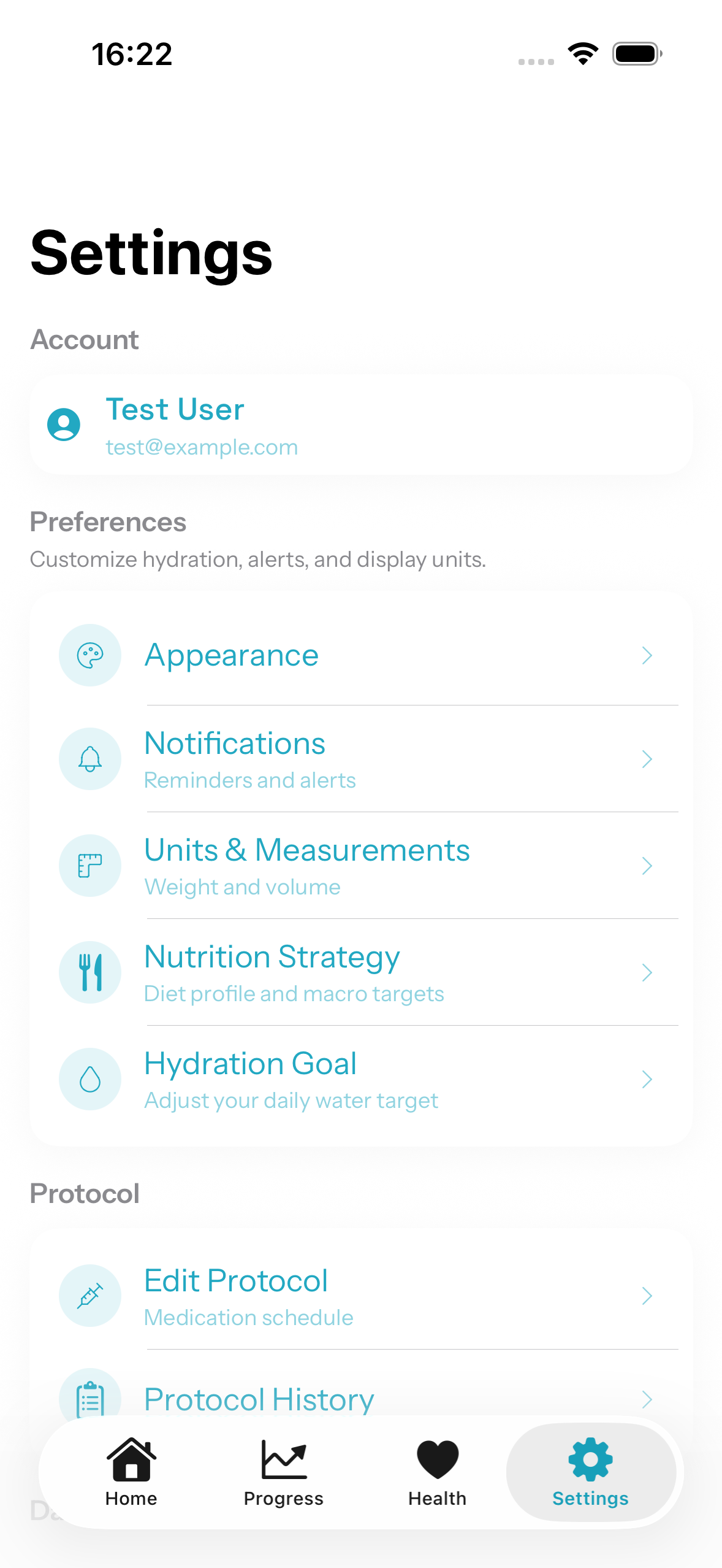 Health Sync Settings